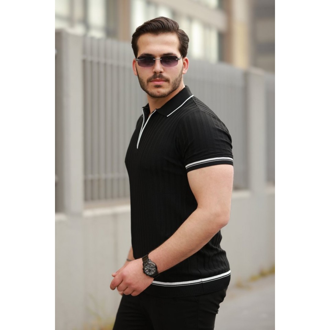 Erkek Fermuarlı Yakalı Kısa Kollu T-shirt 160695 Erkek Fermuarlı Yakalı Kısa Kollu T-shirt 160695