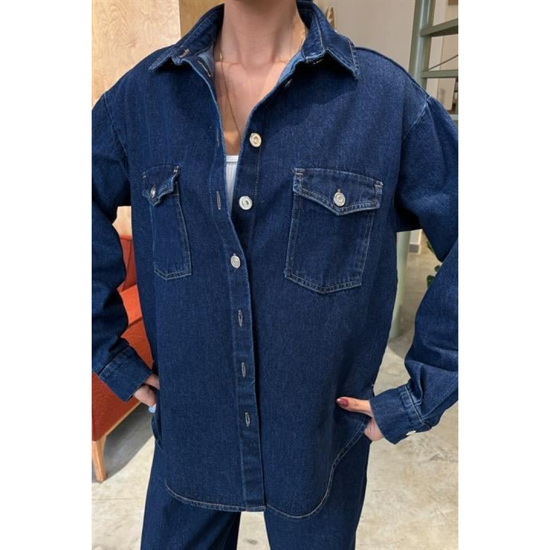 Gömlek Ve Palazzo Pantolon Klasik Denim Takım 10070 158482 Gömlek Ve Palazzo Pantolon Klasik Denim Takım 10070 158482