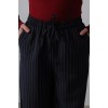 Beli Lastikli Bol Paça Pantolon - Lacivert-Beyaz 154074