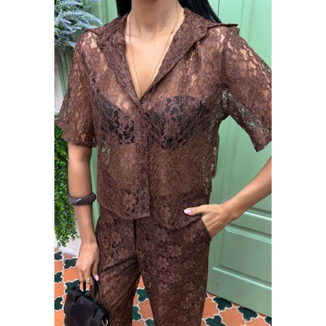 Pantolonu Astarlı Dantel İkili Takım 10119 158955 Pantolonu Astarlı Dantel İkili Takım 10119 158955