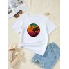 Kadın Kısa Kollu Palmiye Baskılı Viskon T-shirt 161924 Kadın Kısa Kollu Palmiye Baskılı Viskon T-shirt 161924