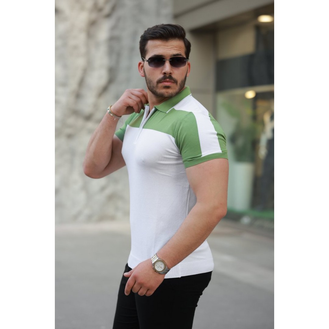 Erkek Fermuar Yakalı Kısa Kollu Tişört 163453 Erkek Fermuar Yakalı Kısa Kollu Tişört 163453
