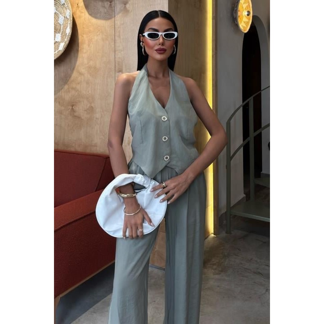 Halter Yaka Yelekli Modal Takım 10144 159112 Halter Yaka Yelekli Modal Takım 10144 159112