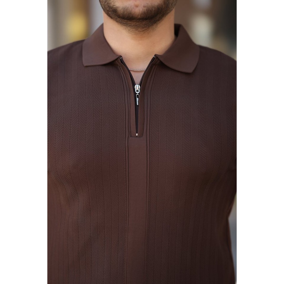 Erkek Yakası Fermuarlı Kısa Kollu T-shirt 161266 Erkek Yakası Fermuarlı Kısa Kollu T-shirt 161266
