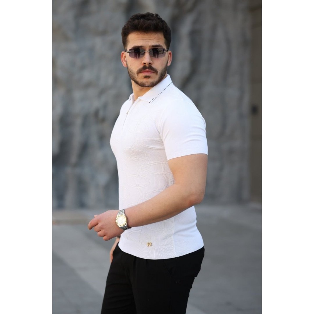 Erkek Viskon Kumaş Polo Yaka Desenli Tişört 154505 Erkek Viskon Kumaş Polo Yaka Desenli Tişört 154505