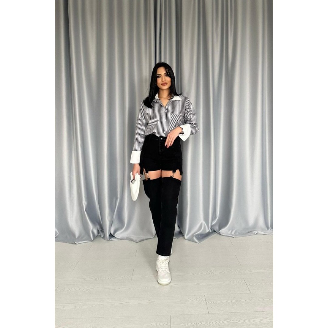 Siyah Askılı İki Parça Jeans Pantolon 151013 Siyah Askılı İki Parça Jeans Pantolon 151013