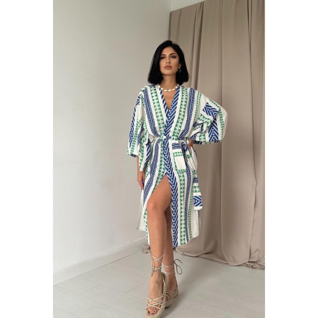Mavi Desenli Kimono