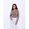42531 TRİKO SİMLİ YAKALI CROP-KAHVE 144095