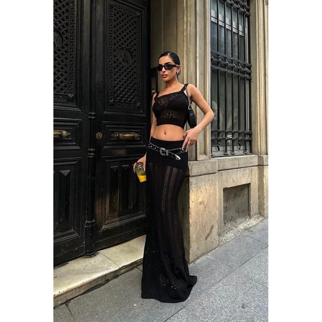 Kayla Dantel Desenli Crop Takım 9840 155107 Kayla Dantel Desenli Crop Takım 9840 155107