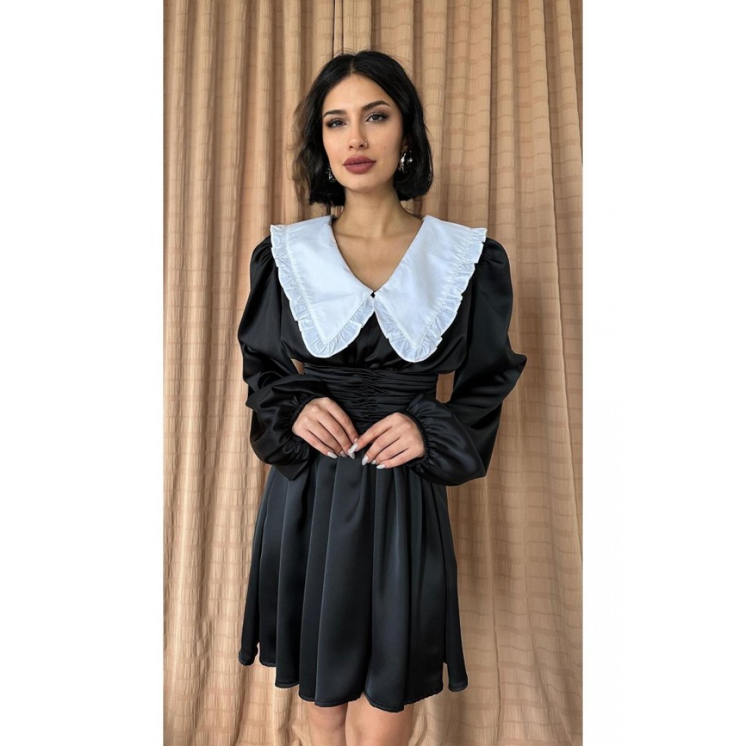 Siyah Bebe Yakalı Elbise 153068