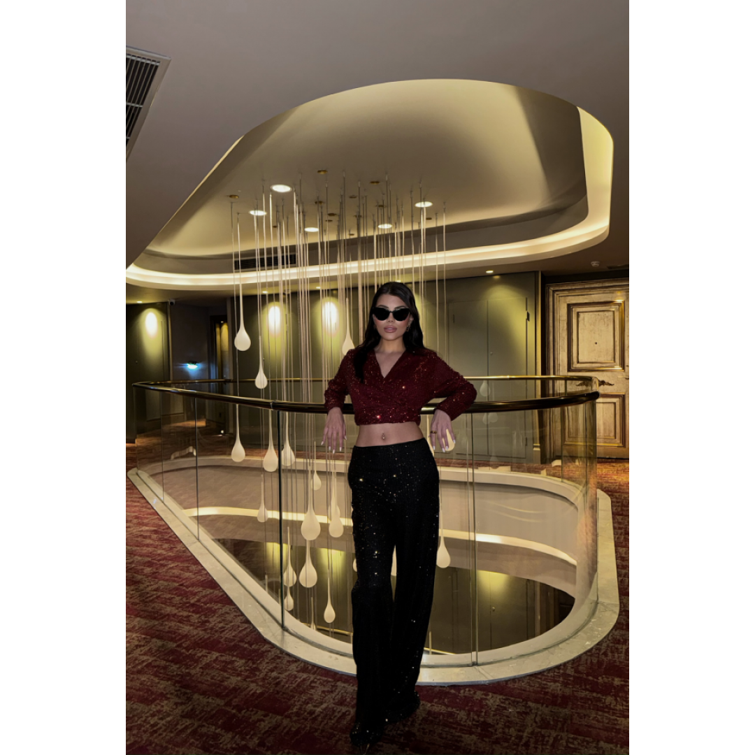 PULLU CROP KRUVAZE BLUZ - Bordo 150998 PULLU CROP KRUVAZE BLUZ - Bordo 150998