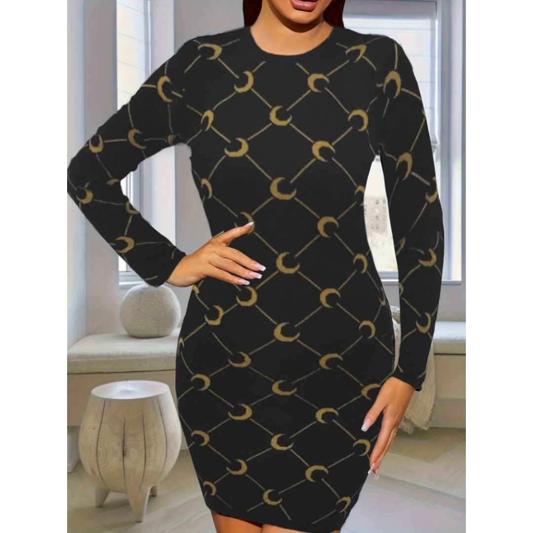 Kadın Bisiklet Yaka Uzun Kol Triko Mini Boy Elbise - 134582