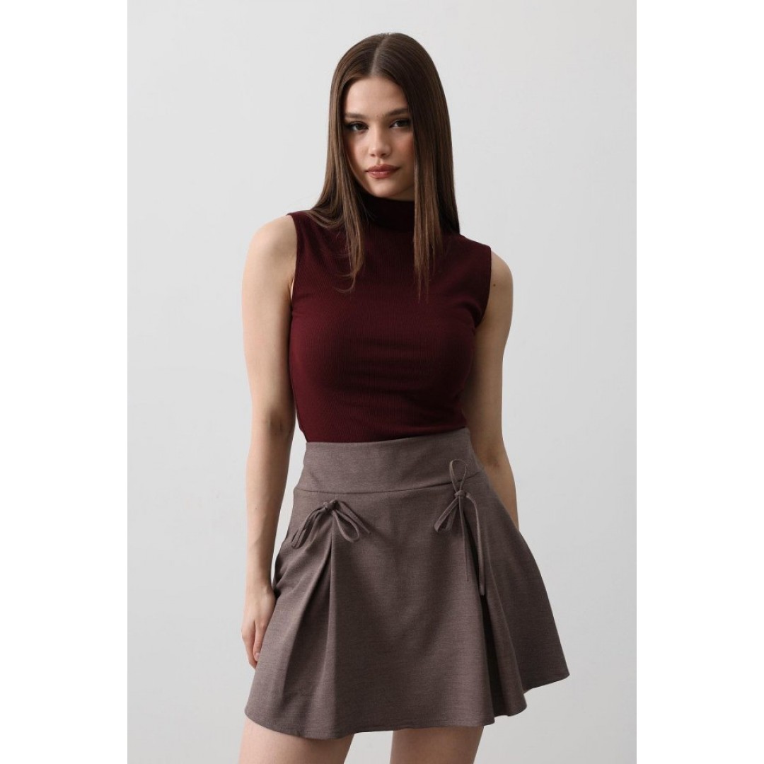 Kurdela Detaylı Mini Etek - Kahve 151573 Kurdela Detaylı Mini Etek - Kahve 151573