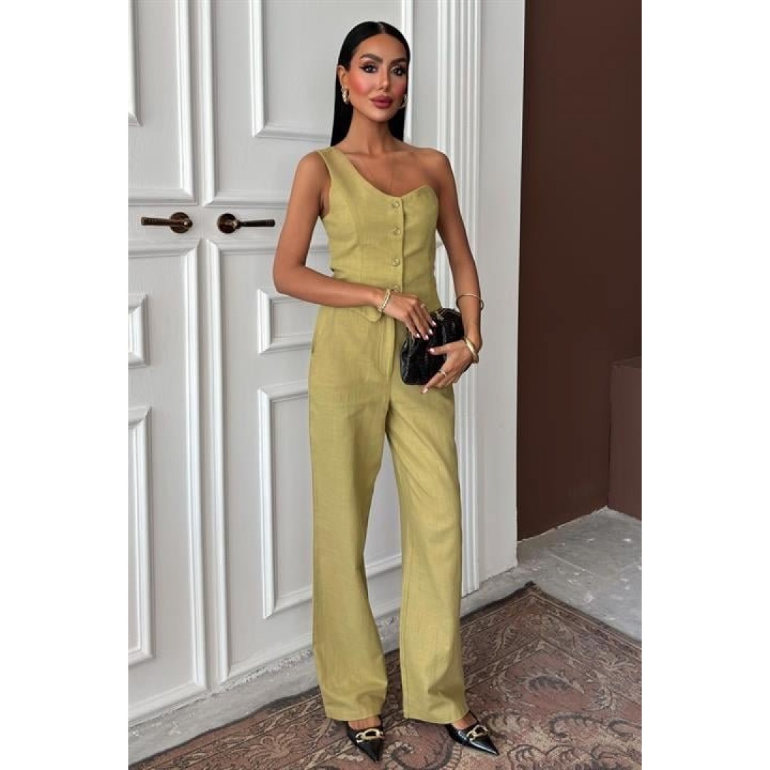 Tek Omuz Büstiyer Plazzo Pantolon Viscon Takım 10159 159274 Tek Omuz Büstiyer Plazzo Pantolon Viscon Takım 10159 159274