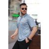 Erkek Yakalı Jakar Baskılı Kısa Kollu T-shirt 160892