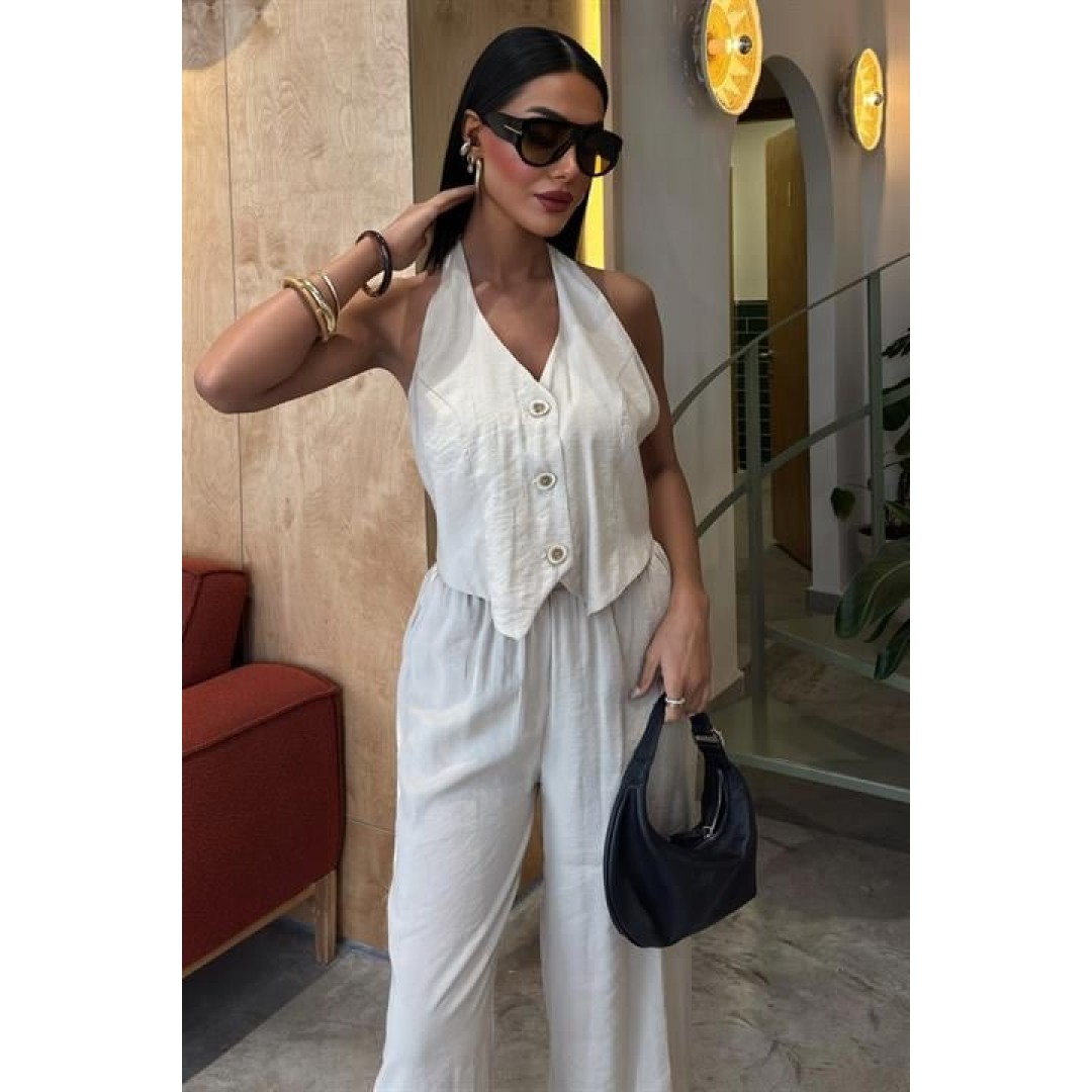 Halter Yaka Yelekli Modal Takım 10144 159111 Halter Yaka Yelekli Modal Takım 10144 159111