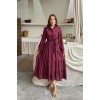 Bordo Çizgi Desenli Uzun Elbise - 158248 Bordo Çizgi Desenli Uzun Elbise - 158248
