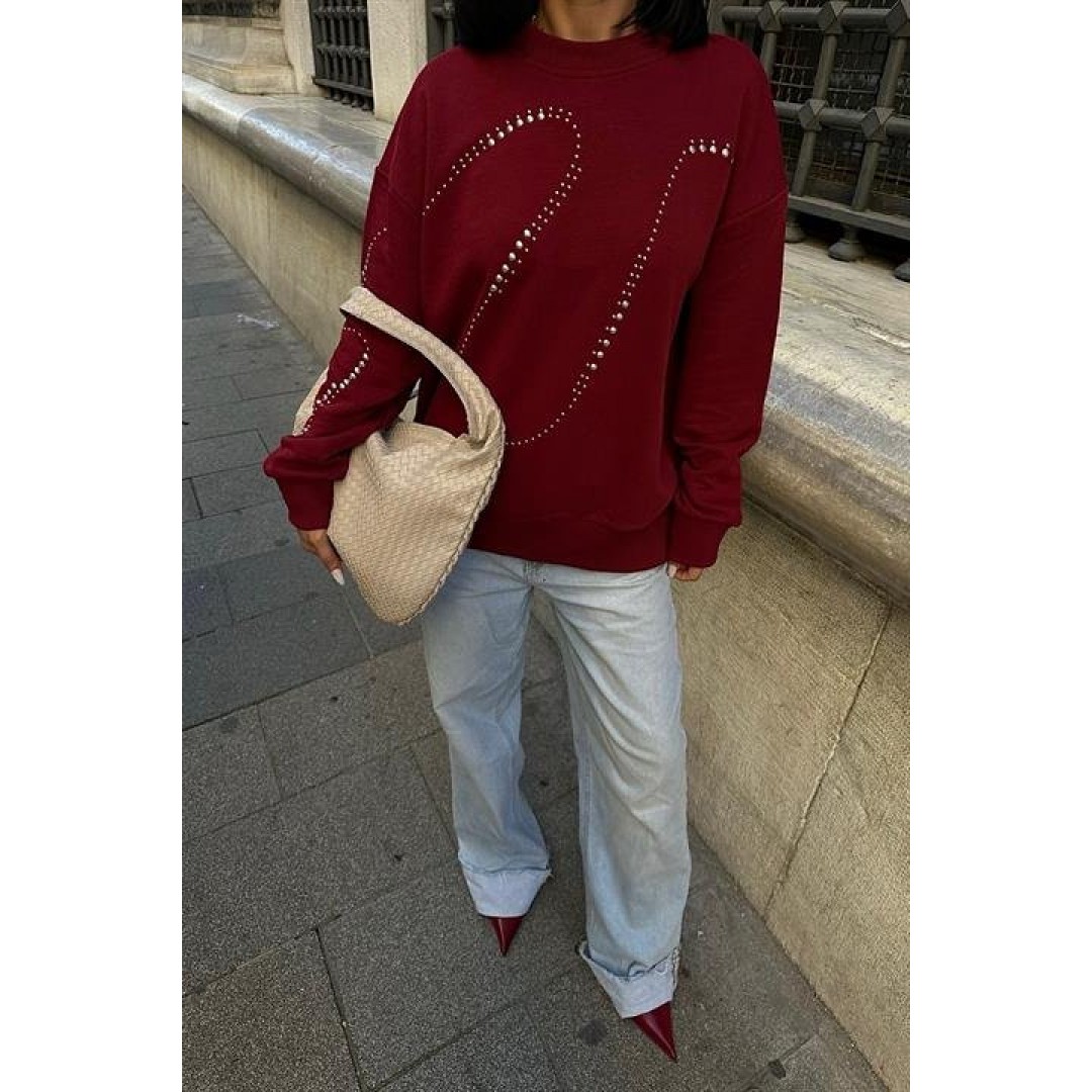 Gümüş Taşlı Sweatshirt 8052 158384