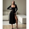 Kadın Kare Yaka Derin Göğüs Ve Bacak Dekolteli Midi Boy Elbise - 141893 Kadın Kare Yaka Derin Göğüs Ve Bacak Dekolteli Midi Boy Elbise - 141893