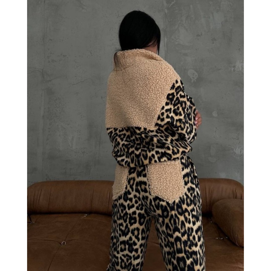 Kadın 3 Iplik Kumaş Leopar Desenli Ikili Takım 132978
