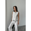 KETEN KENARLARI BİYELİ YELEK - PANTOLON TAKIM - Beyaz 162428 KETEN KENARLARI BİYELİ YELEK - PANTOLON TAKIM - Beyaz 162428