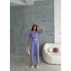 KETEN CROP KARPUZ KOL BLUZ-PANTOLON HASIR KEMERLİ - Mor - 150151 KETEN CROP KARPUZ KOL BLUZ-PANTOLON HASIR KEMERLİ - Mor - 150151