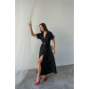 ÖNDEN DÜĞMELİ CRUSHLI MODAL ELBİSE - Siyah - 159991