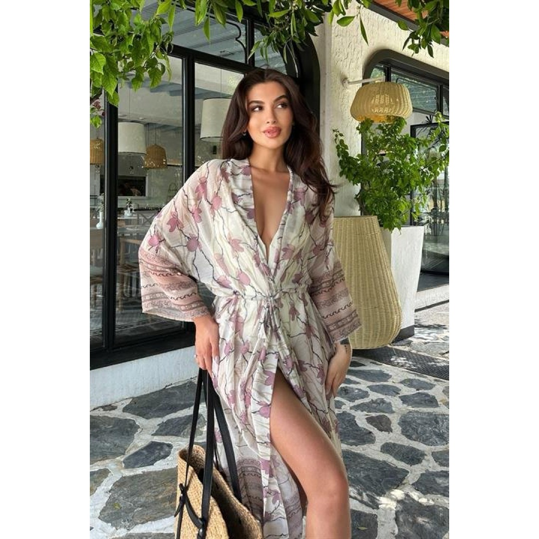 Sandra Desenli Şifon Kimono 5156-08 155224 Sandra Desenli Şifon Kimono 5156-08 155224