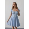 Beli Korseli Mini Elbise - Bebe Mavisi - 162833 Beli Korseli Mini Elbise - Bebe Mavisi - 162833
