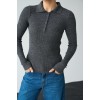 Polo Yaka 6 Düğmeli Kazak - Antrasit 149953