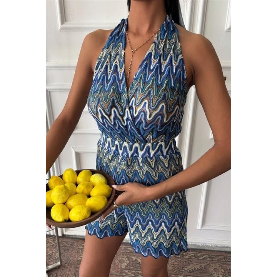 Zikzak Desenli Multi Renk Geçişli Mini Tulum 1365 159805 Zikzak Desenli Multi Renk Geçişli Mini Tulum 1365 159805