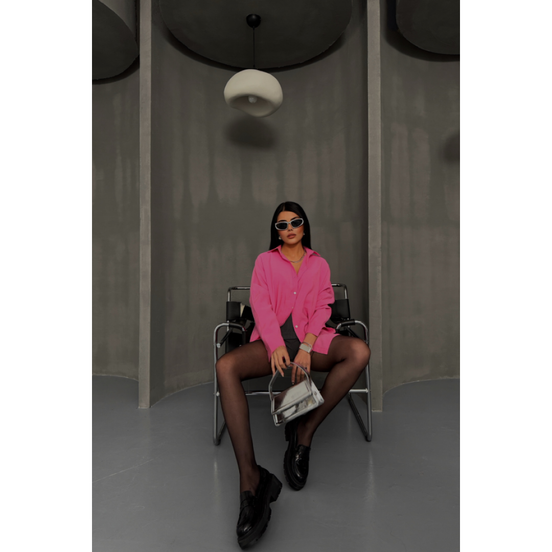 BOYFRİEND GÖMLEK MODAL KUMAŞ OVERSİZE - Pembe - 153596