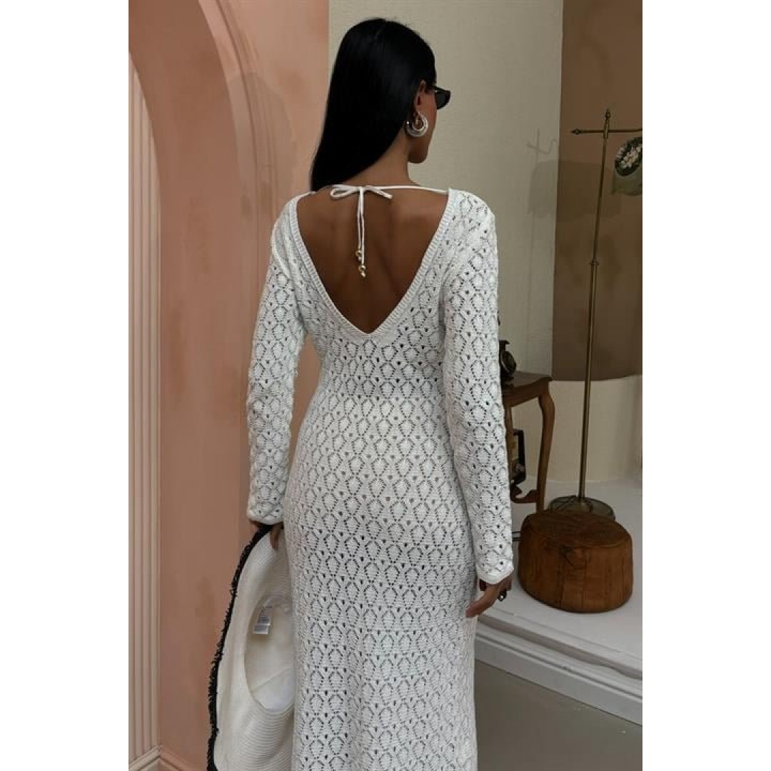 Göğüs Aksesuar Ve Pencereli Triko Elbise 2852 158962