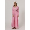 Önü Yarım Düğmeli Uzun Kol Kemerli Elbise - Pembe - 162564 Önü Yarım Düğmeli Uzun Kol Kemerli Elbise - Pembe - 162564