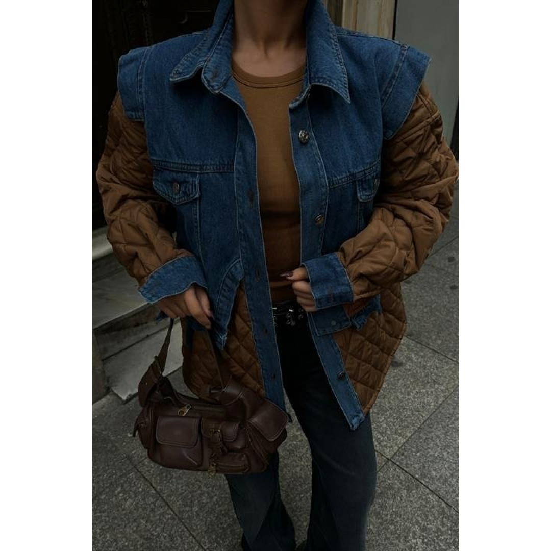 Denim Garnili Kapitone Ceket 7071 158407 Denim Garnili Kapitone Ceket 7071 158407