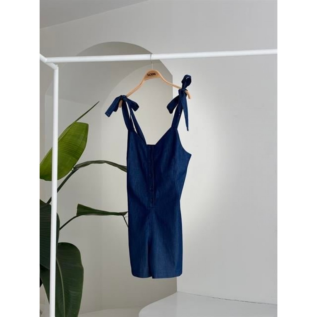 Tensel Denim Kumaşlı Mini Tulum 1363 159104