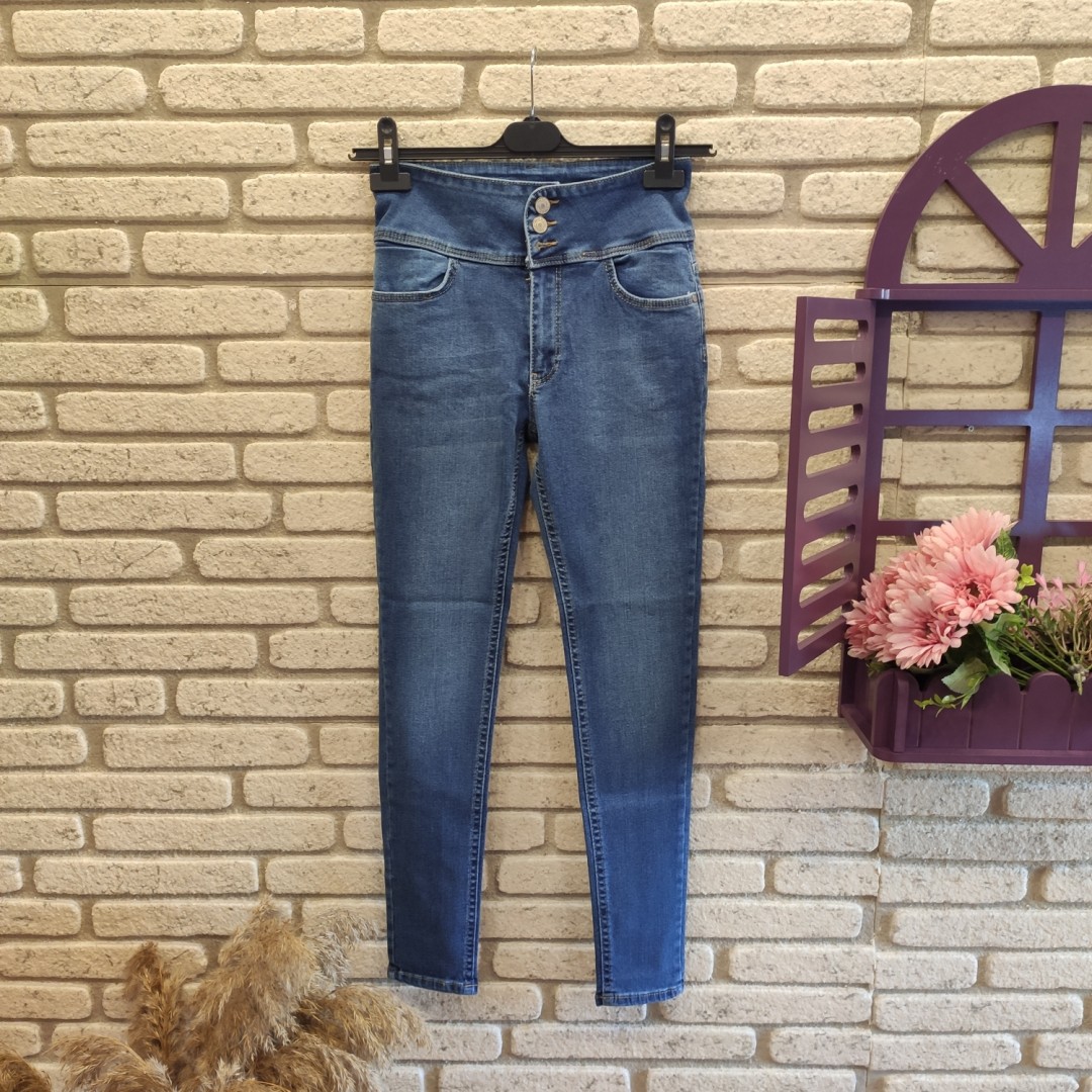 Yüksek Bel Likralı Jean Pantolon 90 Cm 47252