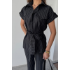 ÇİZGİLİ POLYVİSKON BLUZ - PANTOLON TAKIM - Siyah 159629 ÇİZGİLİ POLYVİSKON BLUZ - PANTOLON TAKIM - Siyah 159629
