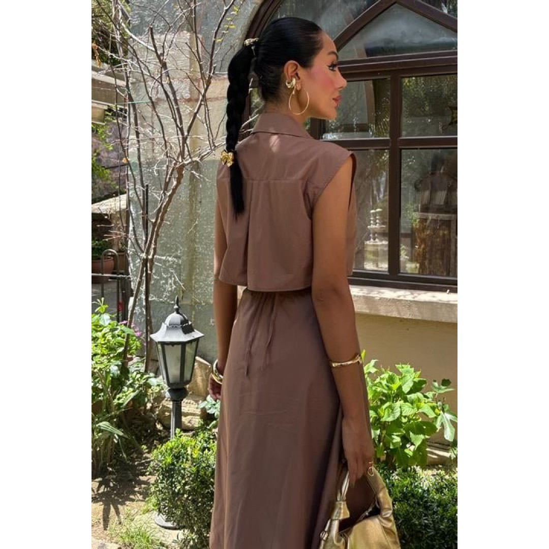 Göbeği Halka Detaylı Midi Boy Elbise 2896 - 160786 Göbeği Halka Detaylı Midi Boy Elbise 2896 - 160786
