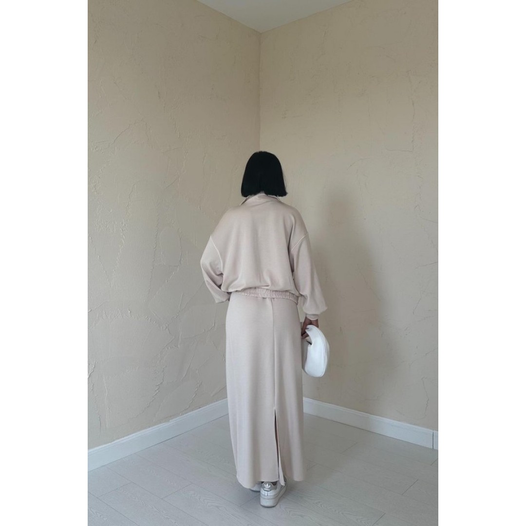 Bej Biyeli Sweatshirt Ve Etek Takım 153689 Bej Biyeli Sweatshirt Ve Etek Takım 153689