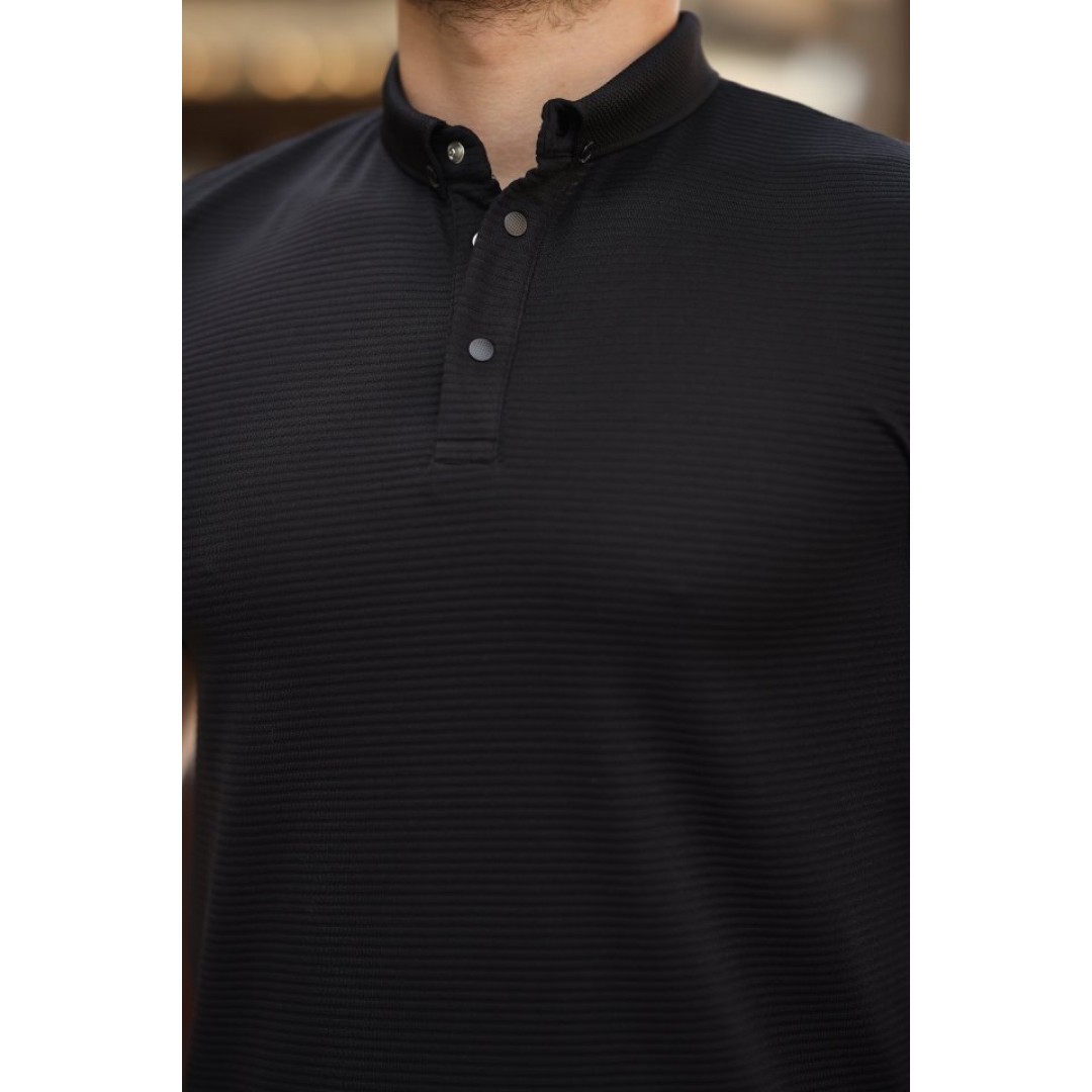 Erkek çizgi Dokulu çıtçıt Yakalı Kısa Kollu T-shirt 162327
