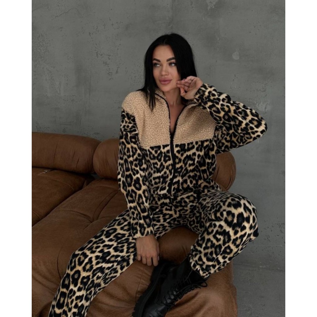 Kadın 3 Iplik Kumaş Leopar Desenli Ikili Takım 132978