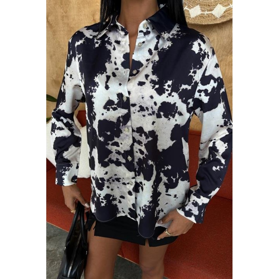 Batik Desenli Chanel Saten Gömlek 3467 - 159109 Batik Desenli Chanel Saten Gömlek 3467 - 159109