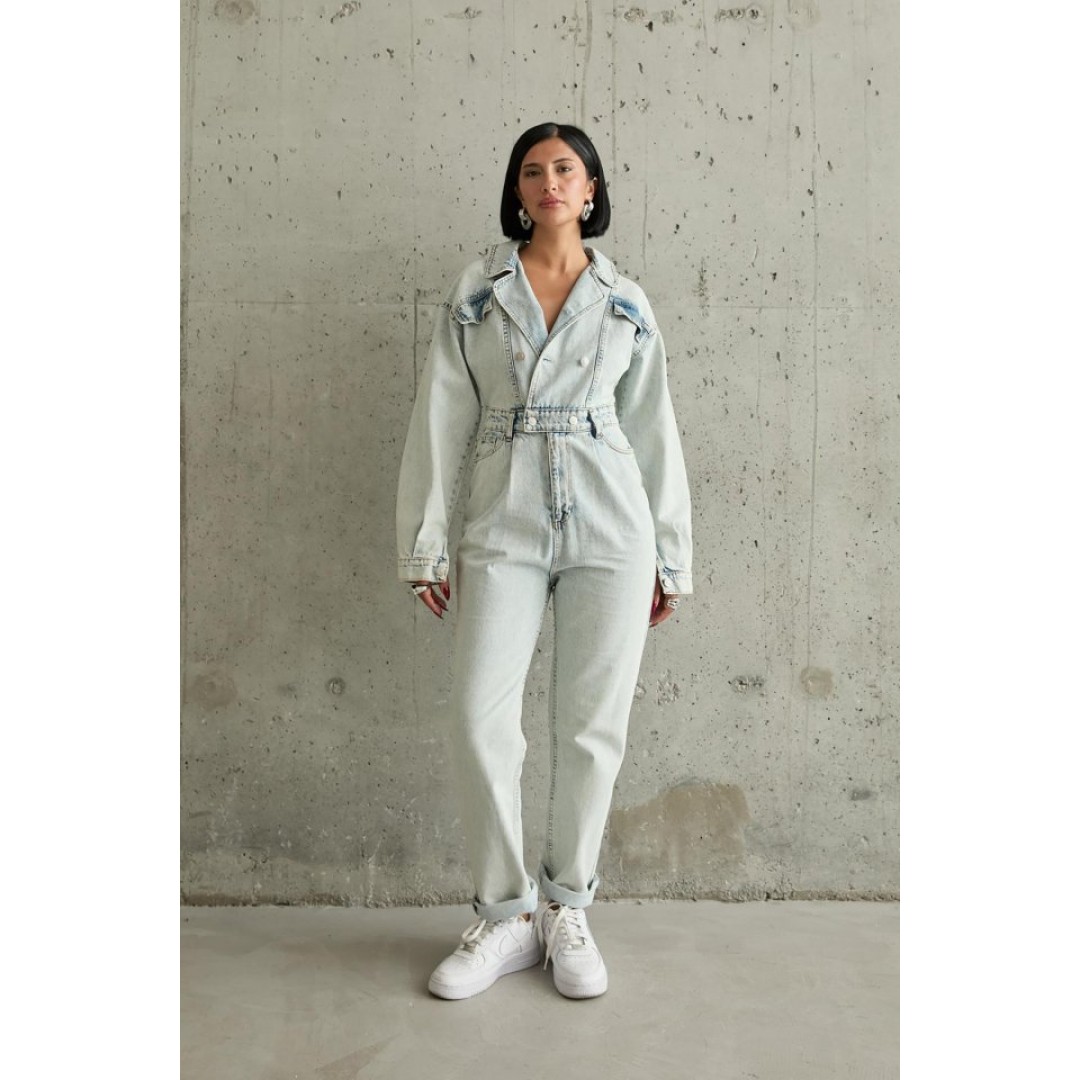 Kar Yıkama Blue Denim Tulum