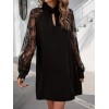 Kadın Uzun Kollu Tül Detay Sandy Mini Boy Elbise - 76024 Kadın Uzun Kollu Tül Detay Sandy Mini Boy Elbise - 76024