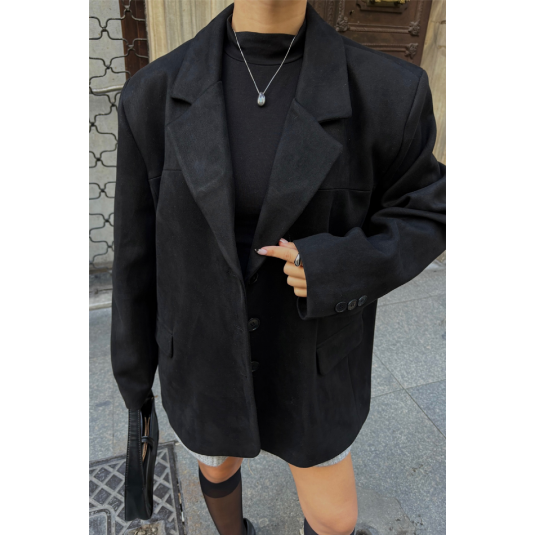 SÜET BLAZER CEKET 3 DÜĞME - Siyah 150127