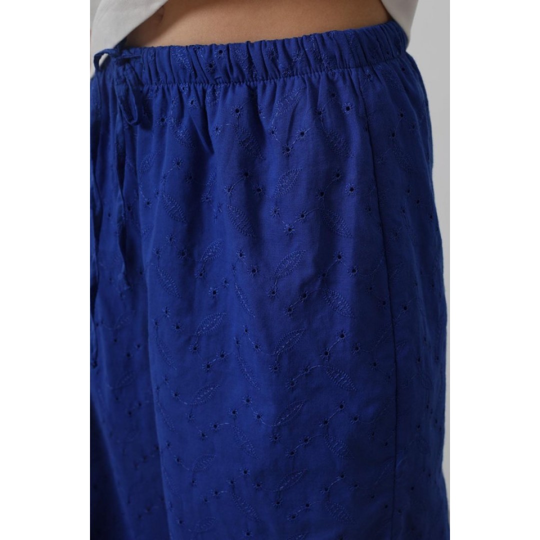 Beli Bağlamalı Brode Pantolon - Saks 157480 Beli Bağlamalı Brode Pantolon - Saks 157480