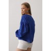 Kalp Detaylı Bağlamalı Brode Bluz - Saks - 161883 Kalp Detaylı Bağlamalı Brode Bluz - Saks - 161883