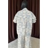 Mavi Leopar Desenli Ceket Ve Pantolon Keten Takım 149010 Mavi Leopar Desenli Ceket Ve Pantolon Keten Takım 149010