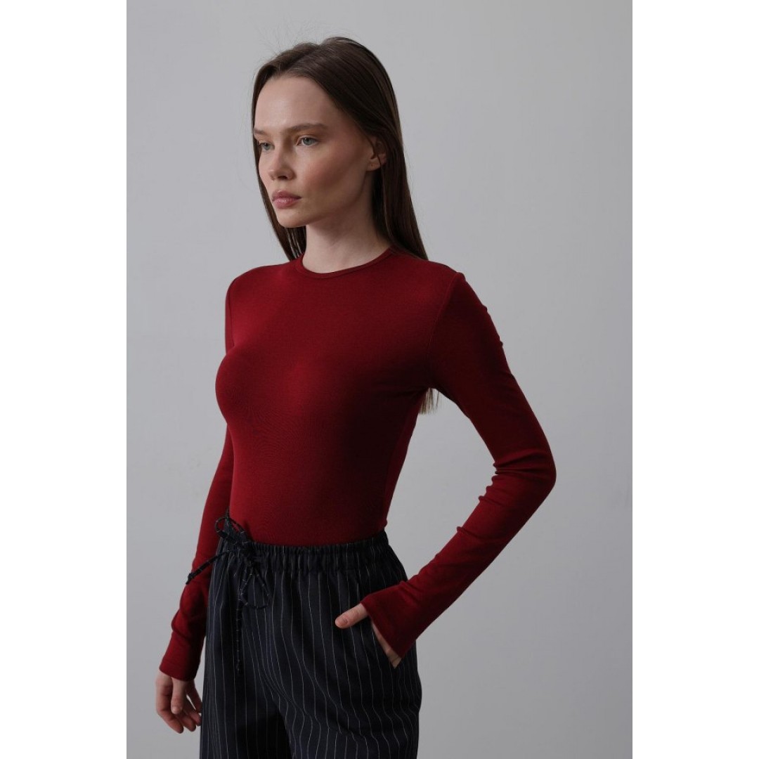 Uzun Kol Crop Top - Bordo 154054 Uzun Kol Crop Top - Bordo 154054